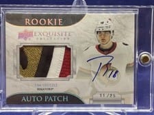 2020-21 Upper Deck The Cup Exquisite Collection Rookie Autograph Patch Horizontal Tim Stutzle #ECH-TS card