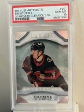 2021-22 Upper Deck Artifacts 2020-21 Update - Clear Cut Rookies Tim Stutzle #201 card