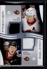 2023-24 Upper Deck Premier Premier Dual Jerseys Tim Stutzle/Brady Tkachuk #PD-TSBT card