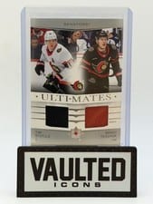 2024-25 Upper Deck Ultimate Collection Ulti-Mates Jersey Tim Stutzle/Brady Tkachuk #UTM-TS card