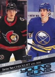 2020-21 Upper Deck Base Set Tim Stutzle/Dylan Cozens #500 card