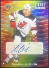 2023-24 Upper Deck Allure Color Flow Full Rainbow Auto Timo Meier #CFA-TM card