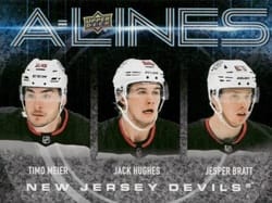 2024-25 Upper Deck A-Lines Timo Meier / Jack Hughes / Jesper Bratt #AL-18 card