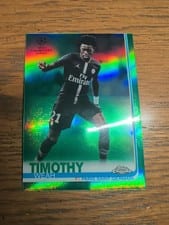2018 Topps Chrome UEFA Champions League Timothy Weah Green Refractor #92 card