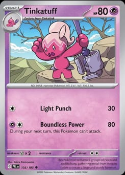 Paldea Evolved Tinkatuff #103 card