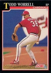 1991 Score Base Set Todd Worrell #807 card