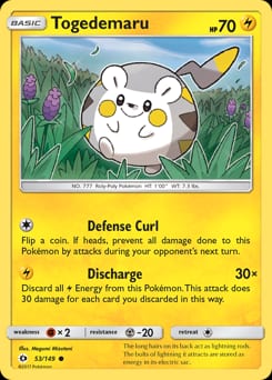 Sun & Moon Togedemaru #53 card