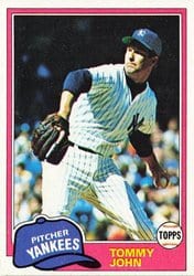 1981 Topps Base Set Tommy John #550 card