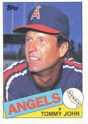 1985 Topps Base Set Tommy John #179 card