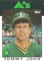1986 Topps Base Set Tommy John #240 card