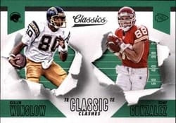 2018 Panini Classics Classic Clashes Tony Gonzalez / Kellen Winslow #14 card