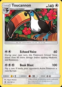 Sun & Moon Toucannon #108 card