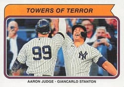2023 Topps Heritage Combo Cards Towers of Terror (Aaron Judge / Giancarlo Stanton) CC #CC-1 card