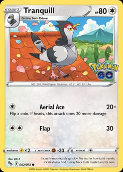 Pokémon GO Tranquill #62 card
