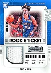 2021-22 Panini Contenders Rookie Ticket Swatches Tre Mann #RTS-TMA card