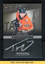 2021-22 SPx UD Black Lustrous Rookie Signatures Trevor Zegras #LRS-TZ card