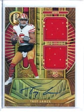 2021 Panini Gold Standard Rookie Jersey Autographs Double Trey Lance #246 card