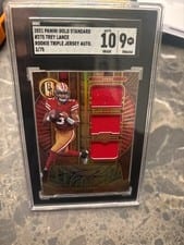 2021 Panini Gold Standard Rookie Jersey Autographs Triple Trey Lance #275 card