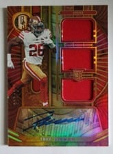 2021 Panini Gold Standard Rookie Jersey Autographs Triple Trey Sermon #298 card