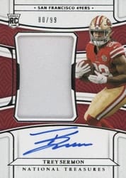2021 Panini National Treasures Base Set Trey Sermon #179 card