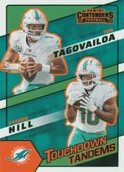 2022 Panini Contenders Touchdown Tandems Tua Tagovailoa / Tyreek Hill #TDT-MIA card