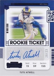 2021 Panini Contenders Base Set Tutu Atwell #119 card