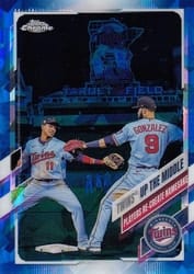 2021 Topps Chrome Sapphire Edition Base Set Twins Up The Middle #553 card