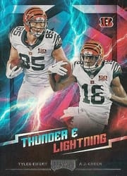 2018 Panini Playoff Thunder & Lightning Tyler Eifert / A.J. Green #5 card