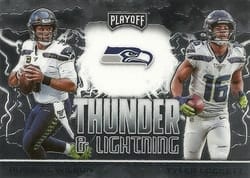 2020 Panini Playoff Thunder & Lightning Tyler Lockett / Russell Wilson #TL-4 card