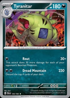 2023 Paldea Evolved Tyranitar #135 card