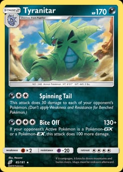 2019 Team Up Tyranitar #85 card