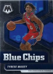 2020-21 Panini Mosaic Blue Chips Tyrese Maxey #8 card