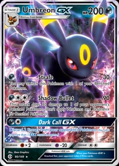 2017 Sun & Moon Umbreon-GX #80 card