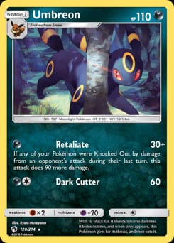 2018 Lost Thunder Umbreon #120 card