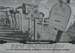 2022-23 Parkhurst Champions 50s Flashbacks United Nations Publishes Stamps #FB-10 card