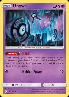 Lost Thunder Unown #91 card