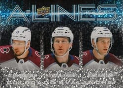 2024-25 Upper Deck A-Lines Valeri Nichushkin / Nathan MacKinnon / Mikko Rantanen #AL-8 card