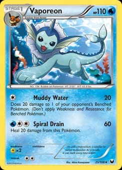 2012 Dark Explorers Vaporeon #25 card
