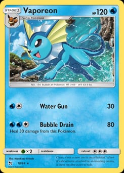 Hidden Fates Vaporeon #18 card
