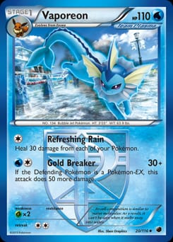 2013 Plasma Freeze Vaporeon #20 card