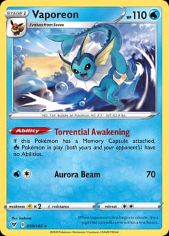 Vivid Voltage Vaporeon #30 card