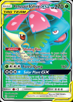 2019 Cosmic Eclipse Venusaur & Snivy-GX #210 card