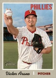 2019 Topps Heritage Base Set Victor Arano #168 card
