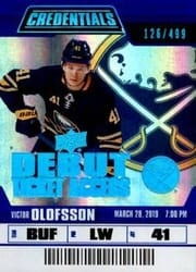 2019-20 Upper Deck Credentials Base Set Victor Olofsson #140 card