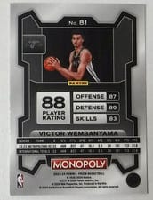 2023 Panini Prizm Monopoly Victor Wembanyama #81 card