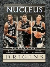 2024-25 Panini Origins Nucleus Set Victor Wembanyama/David Robinson/Tim Duncan #22 card