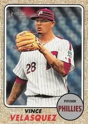 2017 Topps Heritage Base Set Vince Velasquez #705b card