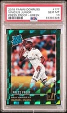 2018 Panini Donruss Vinicius Junior Press Proof Green #177 card
