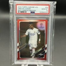 2020 Topps Chrome UEFA Champions League Vinicius Junior Red Carbon Fiber #89 card