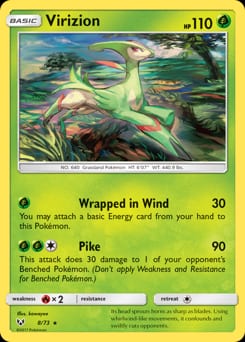 Shining Legends Virizion #8 card